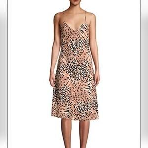 Paige Cicely Silk Faded Leopard Print Slip Dress Size XS NWT Sleeveless Knee